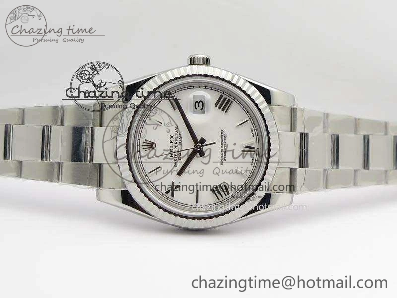 Soft DateJust 41mm 126334 Noob 1:1 Best Edition Fluted Bezel White Roman Dial On SS Oyster Bracelet A 3579
