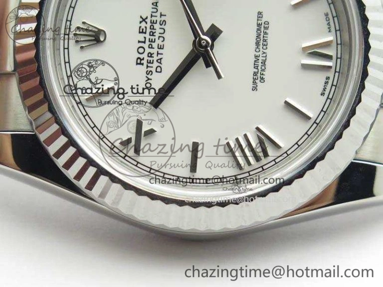 Soft DateJust 41mm 126334 Noob 1:1 Best Edition Fluted Bezel White Roman Dial On SS Oyster Bracelet A 3579