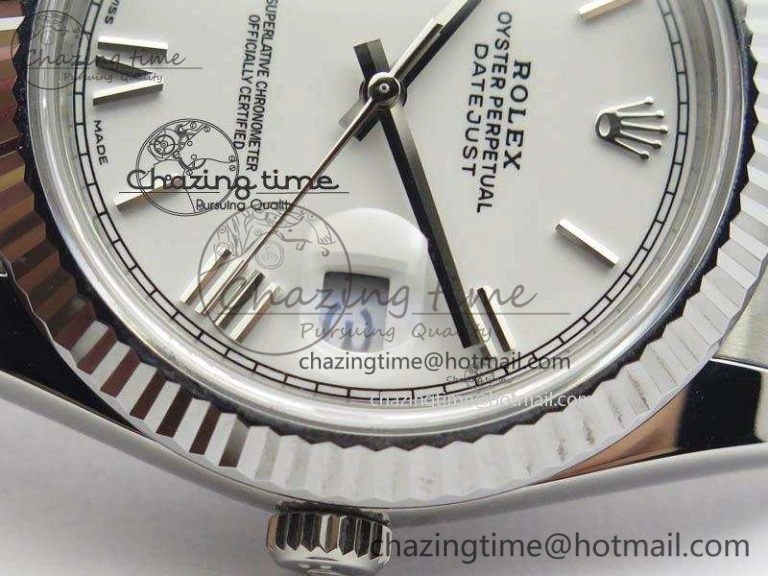 Soft DateJust 41mm 126334 Noob 1:1 Best Edition Fluted Bezel White Roman Dial On SS Oyster Bracelet A 3579