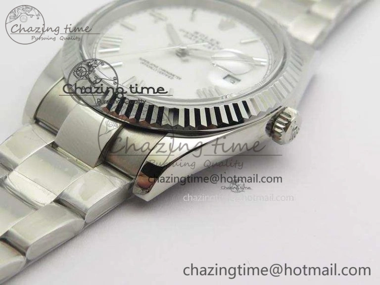 Soft DateJust 41mm 126334 Noob 1:1 Best Edition Fluted Bezel White Roman Dial On SS Oyster Bracelet A 3579