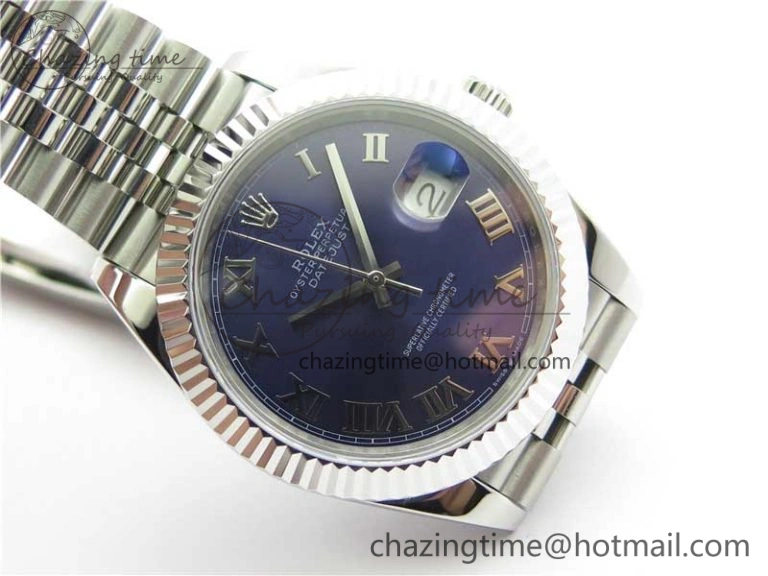 QuickDry DateJust 41mm 126334 SS BP Maker 1:1 Best Edition New Version Blue Roman Dial on Jubilee Bracelet 3033