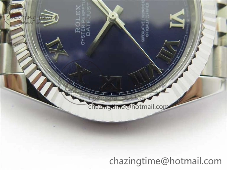 QuickDry DateJust 41mm 126334 SS BP Maker 1:1 Best Edition New Version Blue Roman Dial on Jubilee Bracelet 3033