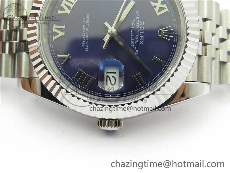 QuickDry DateJust 41mm 126334 SS BP Maker 1:1 Best Edition New Version Blue Roman Dial on Jubilee Bracelet 3033
