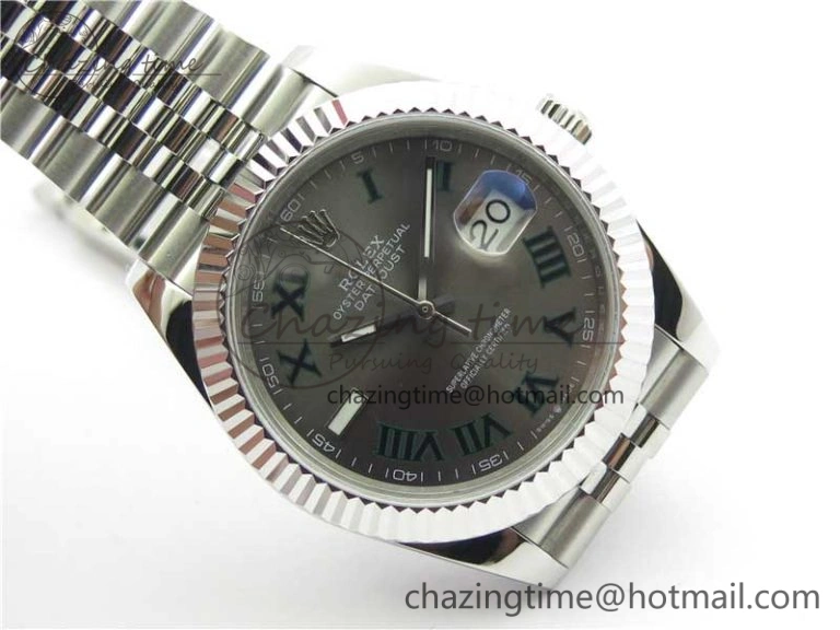 MoistureWicking DateJust 41mm 126334 SS BP Maker 1:1 Best Edition New Version Gray Green Roman Dial on Jubilee Bracelet 3031