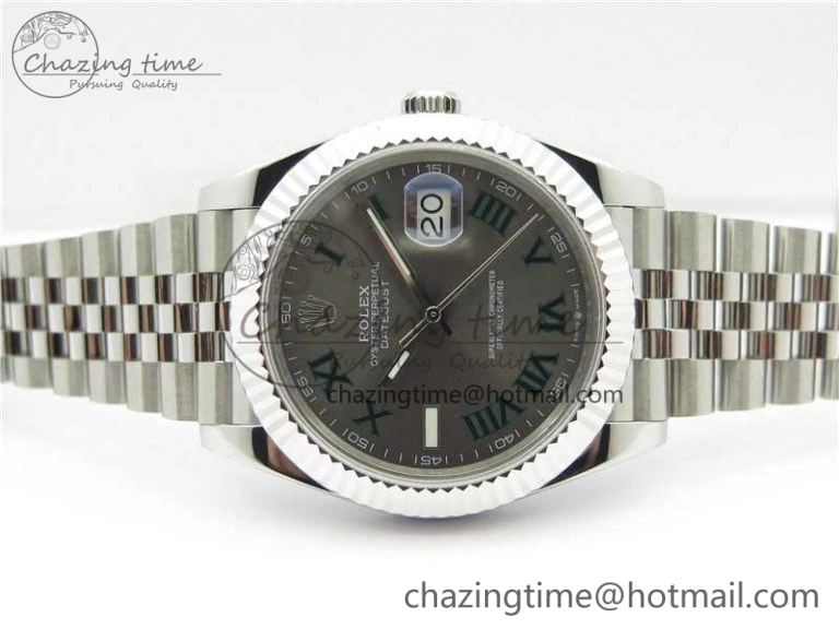 MoistureWicking DateJust 41mm 126334 SS BP Maker 1:1 Best Edition New Version Gray Green Roman Dial on Jubilee Bracelet 3031