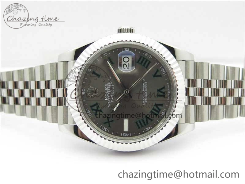 MoistureWicking DateJust 41mm 126334 SS BP Maker 1:1 Best Edition New Version Gray Green Roman Dial on Jubilee Bracelet 3031