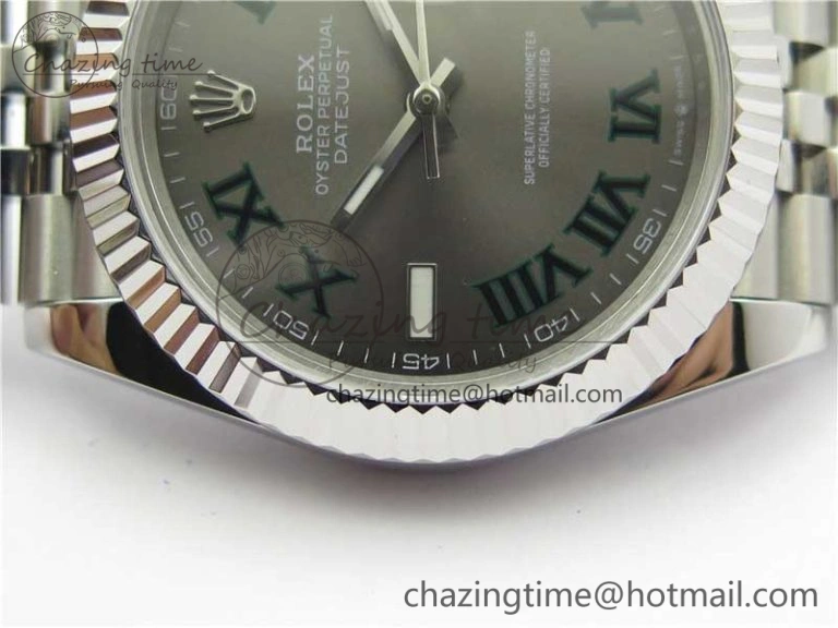 MoistureWicking DateJust 41mm 126334 SS BP Maker 1:1 Best Edition New Version Gray Green Roman Dial on Jubilee Bracelet 3031
