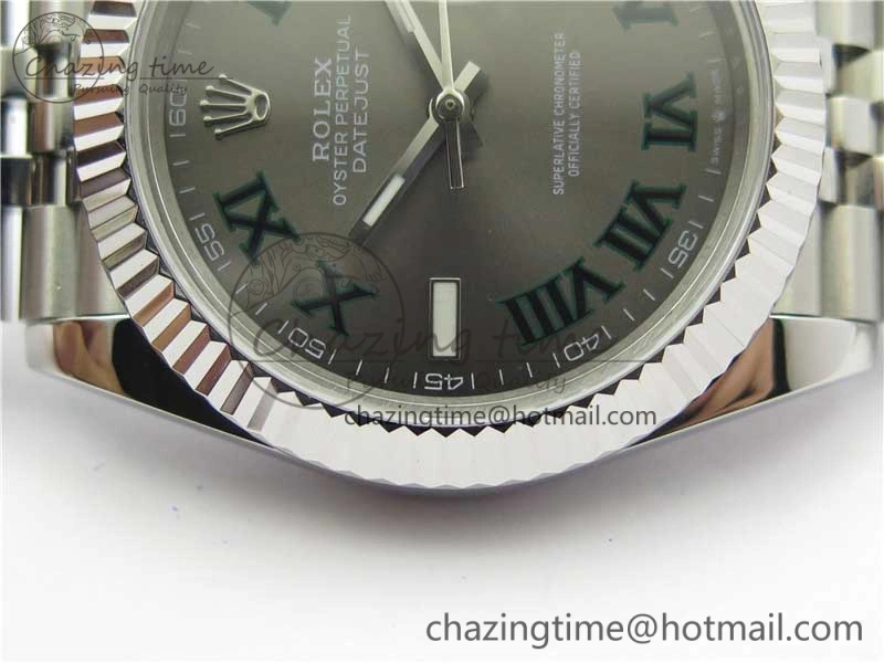 MoistureWicking DateJust 41mm 126334 SS BP Maker 1:1 Best Edition New Version Gray Green Roman Dial on Jubilee Bracelet 3031