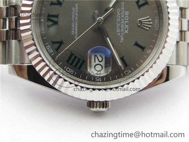 MoistureWicking DateJust 41mm 126334 SS BP Maker 1:1 Best Edition New Version Gray Green Roman Dial on Jubilee Bracelet 3031