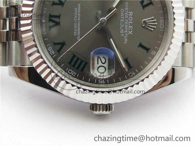 MoistureWicking DateJust 41mm 126334 SS BP Maker 1:1 Best Edition New Version Gray Green Roman Dial on Jubilee Bracelet 3031
