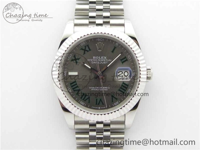 MoistureWicking DateJust 41mm 126334 SS BP Maker 1:1 Best Edition New Version Gray Green Roman Dial on Jubilee Bracelet 3031