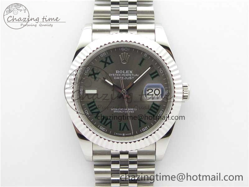 MoistureWicking DateJust 41mm 126334 SS BP Maker 1:1 Best Edition New Version Gray Green Roman Dial on Jubilee Bracelet 3031