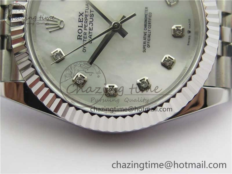 Resilient DateJust 41mm 126334 SS BP Maker 1:1 Best Edition New Version White MOP Crystal Dial on Jubilee Bracelet 3027