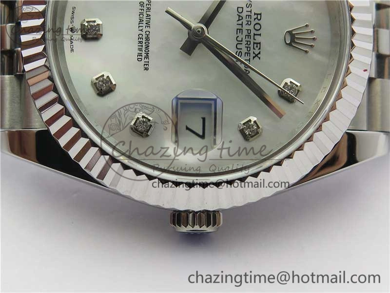 Resilient DateJust 41mm 126334 SS BP Maker 1:1 Best Edition New Version White MOP Crystal Dial on Jubilee Bracelet 3027