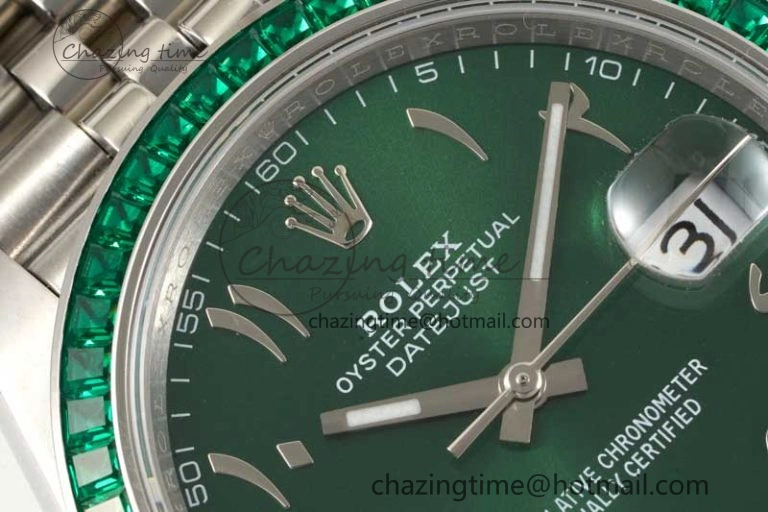 DateJust 41mm DIWF 1:1 Best Edition 904L Steel Green Diamonds Bezel Green Dial Arabic Marker on Jubilee Bracelet SA Premium 2335