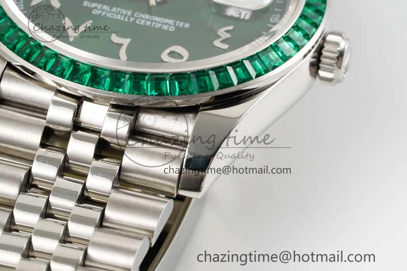 DateJust 41mm DIWF 1:1 Best Edition 904L Steel Green Diamonds Bezel Green Dial Arabic Marker on Jubilee Bracelet SA Premium 2335