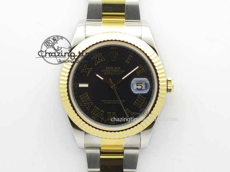 DateJust II 116333 SS YG 41mm EW Best Edition Black Dial Black Roman Markers On SS Bracelet A Colorful 3824
