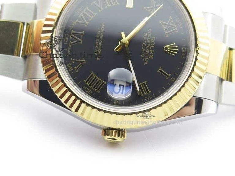 DateJust II 116333 SS YG 41mm EW Best Edition Black Dial Black Roman Markers On SS Bracelet A Colorful 3824