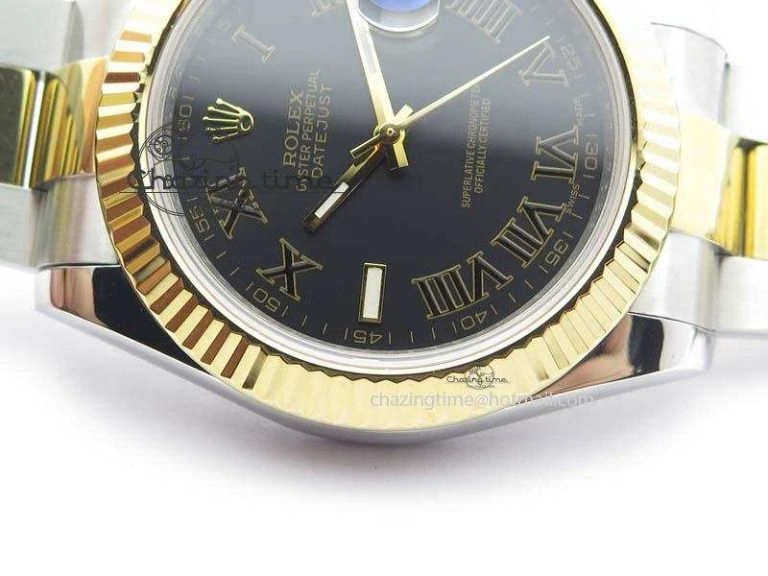 DateJust II 116333 SS YG 41mm EW Best Edition Black Dial Black Roman Markers On SS Bracelet A Colorful 3824