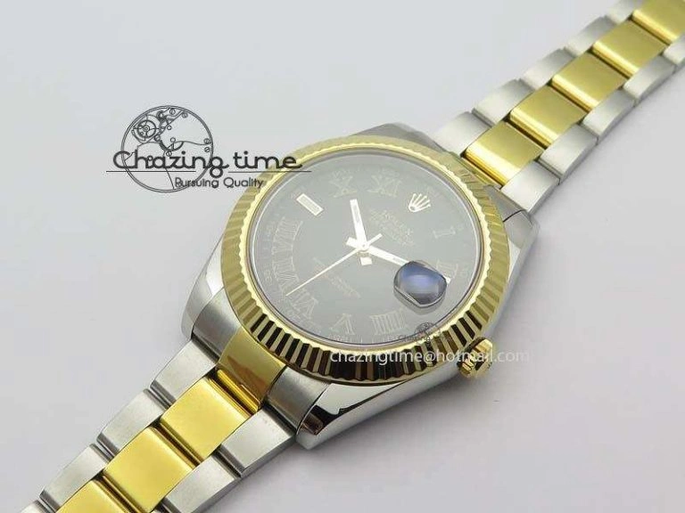 DateJust II 116333 SS YG 41mm EW Best Edition Black Dial Black Roman Markers On SS Bracelet A Colorful 3824