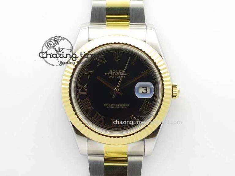 DateJust II 116333 SS YG 41mm EW Best Edition Black Dial Gold Roman Markers On SS Bracelet A Snug 3826