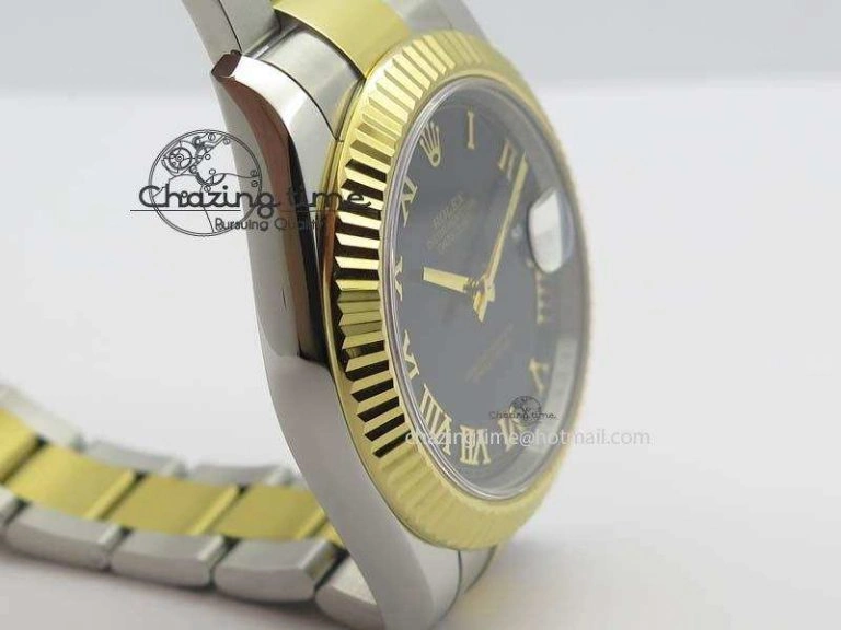 DateJust II 116333 SS YG 41mm EW Best Edition Black Dial Gold Roman Markers On SS Bracelet A Snug 3826