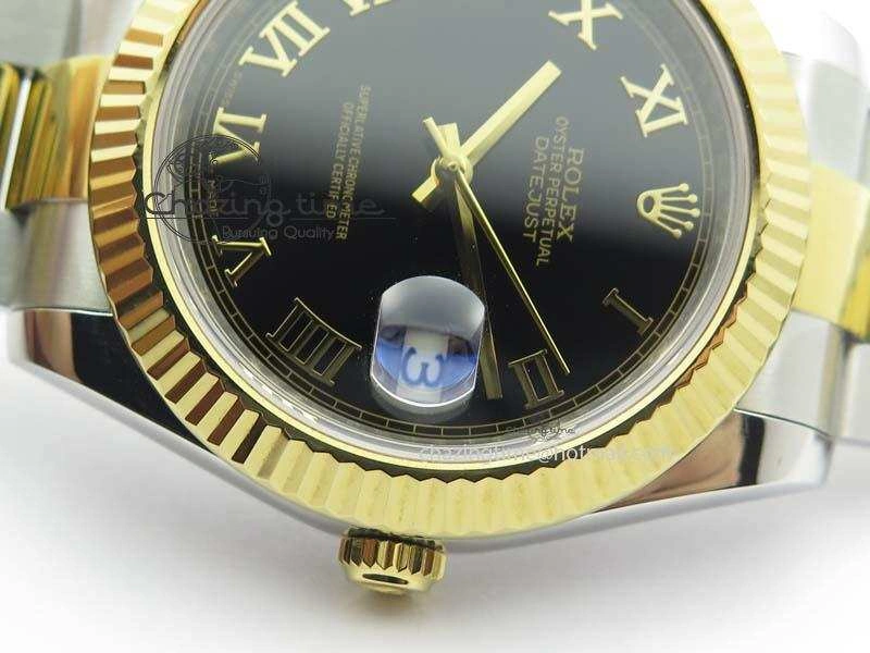 DateJust II 116333 SS YG 41mm EW Best Edition Black Dial Gold Roman Markers On SS Bracelet A Snug 3826