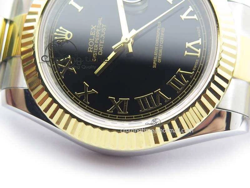 DateJust II 116333 SS YG 41mm EW Best Edition Black Dial Gold Roman Markers On SS Bracelet A Snug 3826