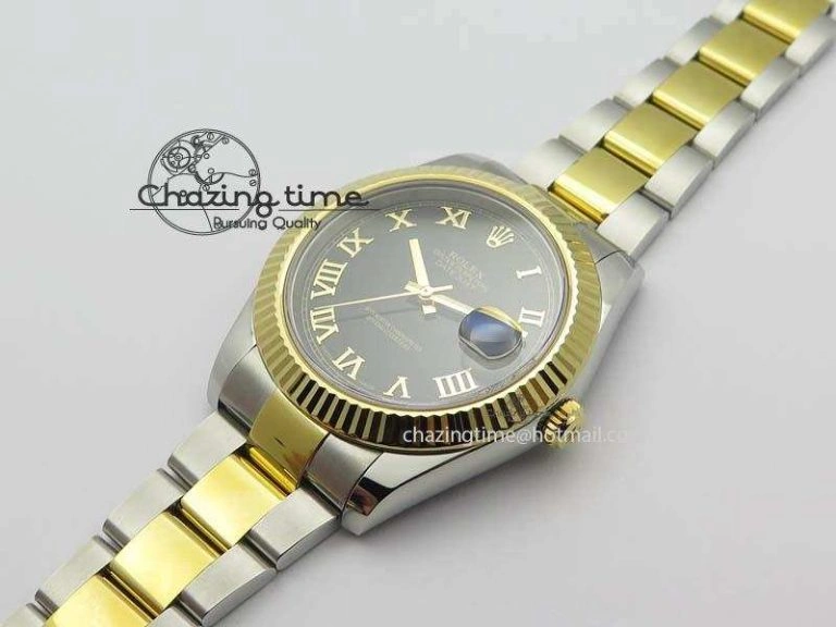 DateJust II 116333 SS YG 41mm EW Best Edition Black Dial Gold Roman Markers On SS Bracelet A Snug 3826