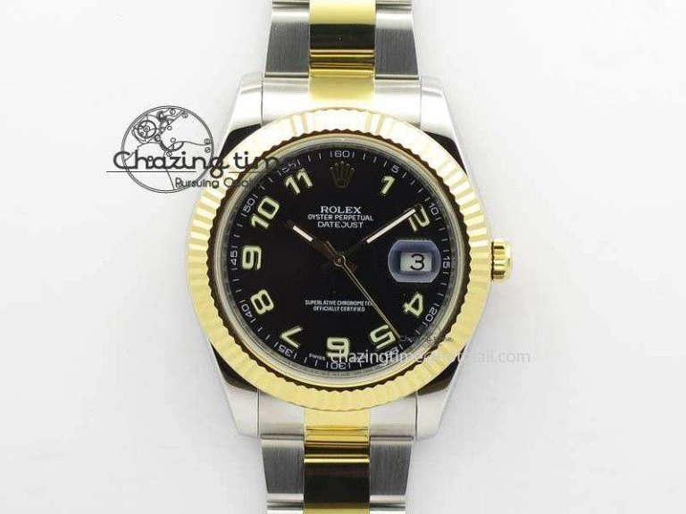FastDry DateJust II 116333 SS YG 41mm EW Best Edition Black Dial Numeral Markers On SS Bracelet A 3825