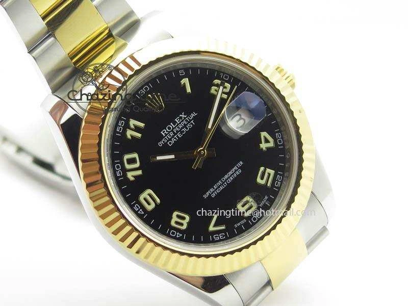FastDry DateJust II 116333 SS YG 41mm EW Best Edition Black Dial Numeral Markers On SS Bracelet A 3825