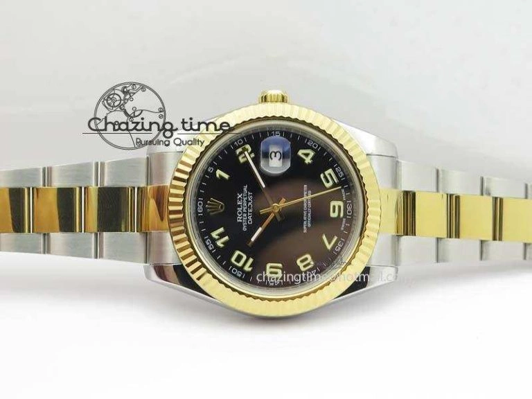 FastDry DateJust II 116333 SS YG 41mm EW Best Edition Black Dial Numeral Markers On SS Bracelet A 3825