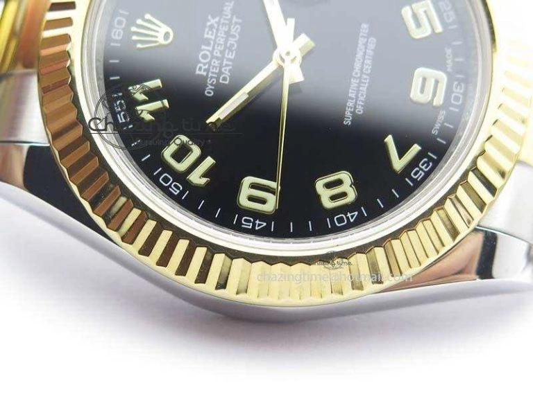 FastDry DateJust II 116333 SS YG 41mm EW Best Edition Black Dial Numeral Markers On SS Bracelet A 3825