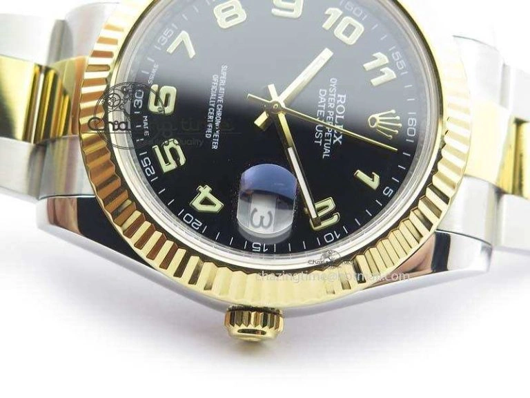 FastDry DateJust II 116333 SS YG 41mm EW Best Edition Black Dial Numeral Markers On SS Bracelet A 3825