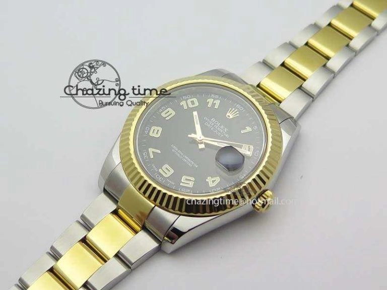 FastDry DateJust II 116333 SS YG 41mm EW Best Edition Black Dial Numeral Markers On SS Bracelet A 3825