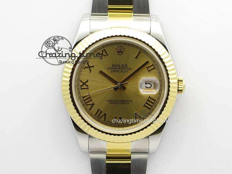 Unique DateJust II 116333 SS YG 41mm EW Best Edition Gold Dial Roman Markers On SS Bracelet A 3822