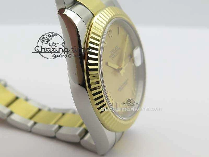 Unique DateJust II 116333 SS YG 41mm EW Best Edition Gold Dial Roman Markers On SS Bracelet A 3822