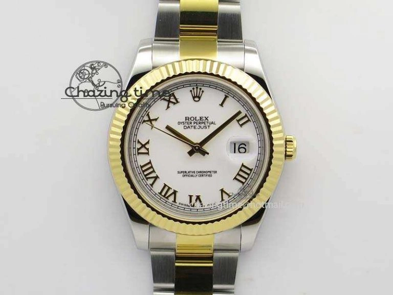 HighQuality DateJust II 116333 SS YG 41mm EW Best Edition White Dial Roman Markers On SS Bracelet A 3821