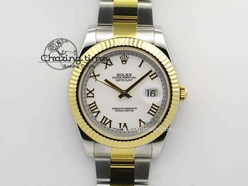 HighQuality DateJust II 116333 SS YG 41mm EW Best Edition White Dial Roman Markers On SS Bracelet A 3821