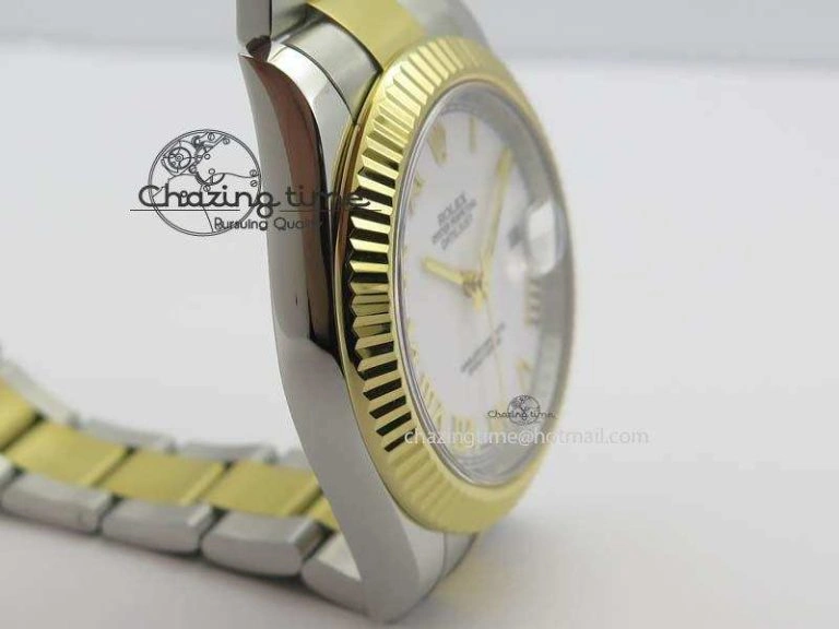 HighQuality DateJust II 116333 SS YG 41mm EW Best Edition White Dial Roman Markers On SS Bracelet A 3821