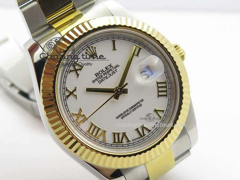 HighQuality DateJust II 116333 SS YG 41mm EW Best Edition White Dial Roman Markers On SS Bracelet A 3821