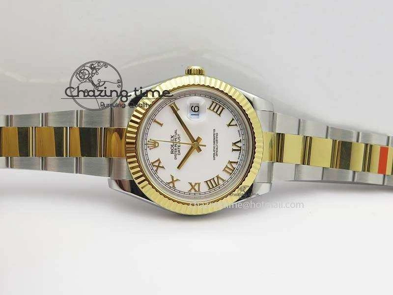 HighQuality DateJust II 116333 SS YG 41mm EW Best Edition White Dial Roman Markers On SS Bracelet A 3821