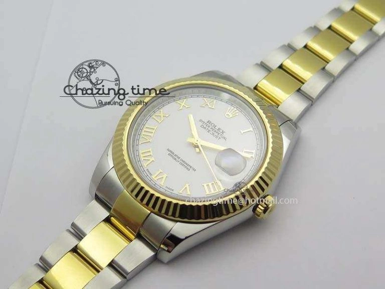 HighQuality DateJust II 116333 SS YG 41mm EW Best Edition White Dial Roman Markers On SS Bracelet A 3821
