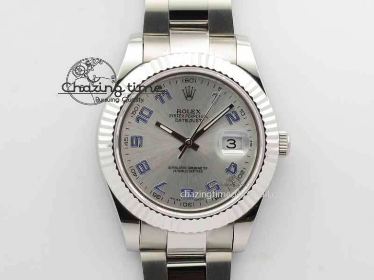 BestValue DateJust II 116334 41mm SS BP Maker Best Edition Silver Blue Arabic Dial On SS Bracelet SA 3737