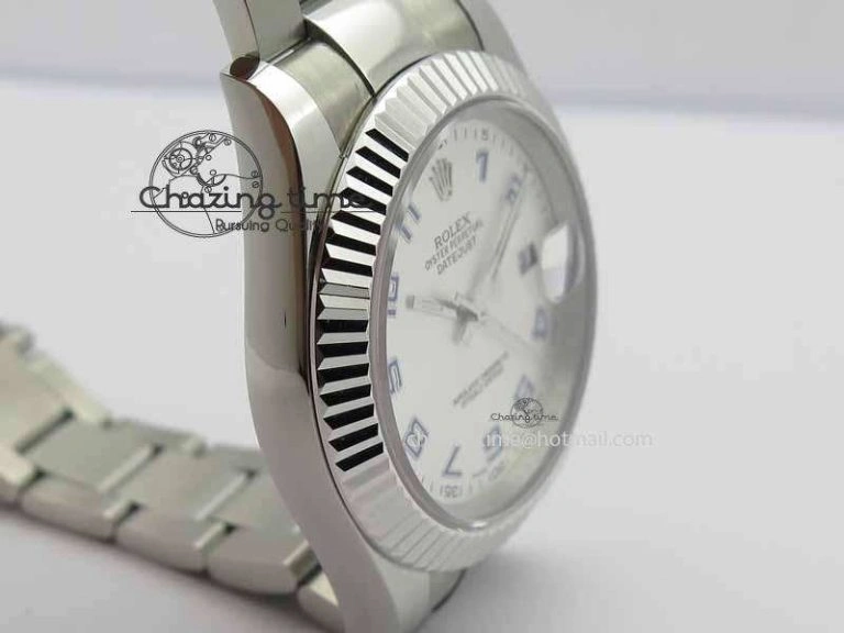 BestValue DateJust II 116334 41mm SS BP Maker Best Edition Silver Blue Arabic Dial On SS Bracelet SA 3737