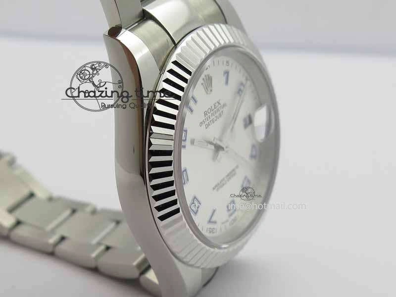 BestValue DateJust II 116334 41mm SS BP Maker Best Edition Silver Blue Arabic Dial On SS Bracelet SA 3737