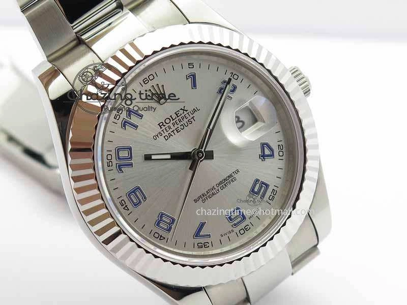 BestValue DateJust II 116334 41mm SS BP Maker Best Edition Silver Blue Arabic Dial On SS Bracelet SA 3737