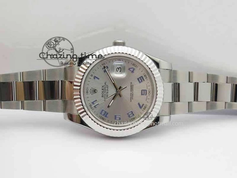 BestValue DateJust II 116334 41mm SS BP Maker Best Edition Silver Blue Arabic Dial On SS Bracelet SA 3737
