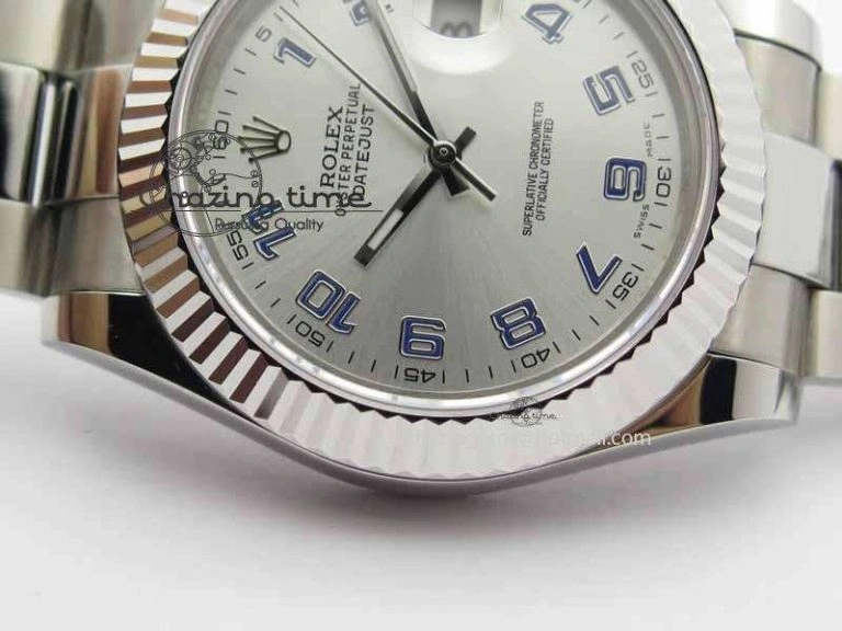 BestValue DateJust II 116334 41mm SS BP Maker Best Edition Silver Blue Arabic Dial On SS Bracelet SA 3737