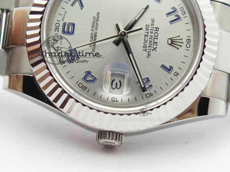 BestValue DateJust II 116334 41mm SS BP Maker Best Edition Silver Blue Arabic Dial On SS Bracelet SA 3737